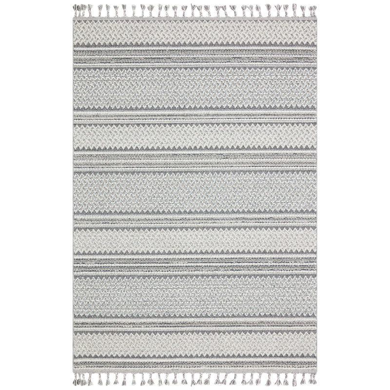 Tapis gris / ivoire Castaneda, Rectangle 4'3" x 6'3"