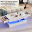 Table basse moderne à DEL ultrabrillante avec 2 tiroirs de rangement, 20 lumières à DEL de couleurs (APP / télécommande), table centrale à impression marbrée à 2 niveaux pour le salon-766274248-766274263-798845216