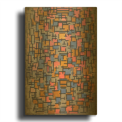 «Composizione, 1916» par Piet Mondrian, art mural en métal doré, 24 po x 36 po