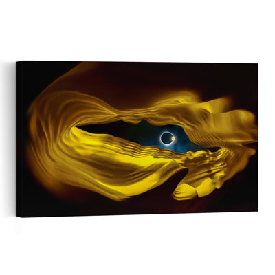 Golden Eclipse Portal Abstract Dramatic Ethereal Architecture Landscape Wall Art Print 1 Piece Wrapped Canvas Wall Art