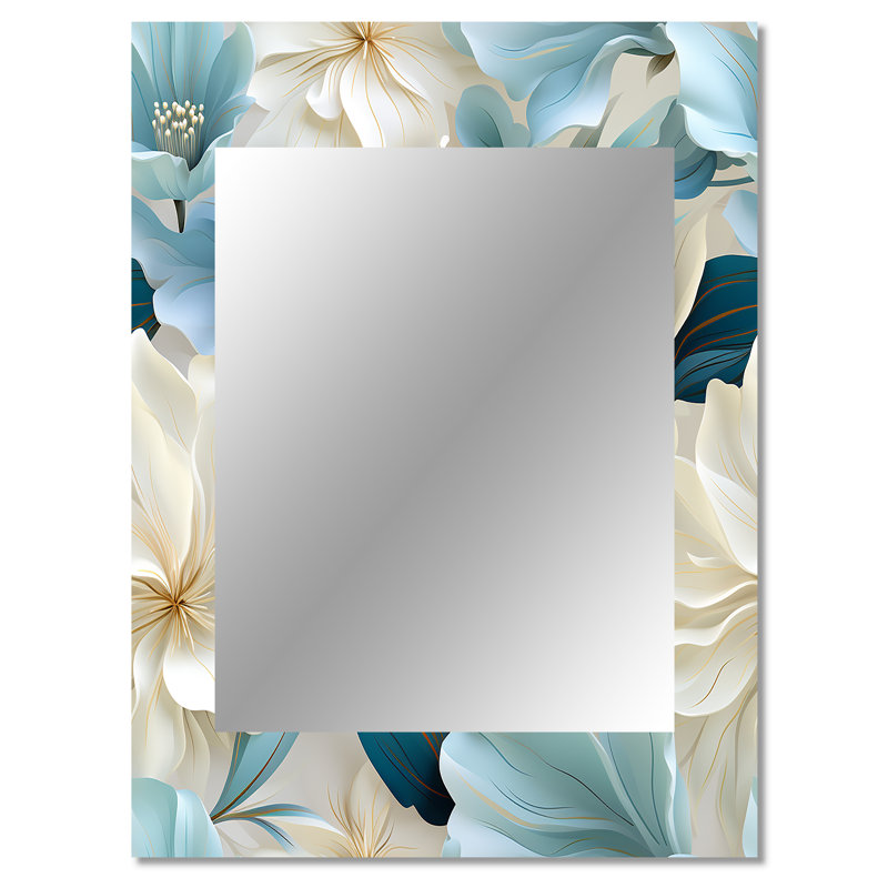 Coastal Symphony, motif tropical - miroir mural tropical, botanique, miroir décoratif floral, impression d'art en métal