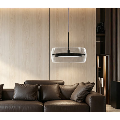 Pendant Light for Kitchen Island Dual-Sided LED Lighting, Adjustable Hanging Length Glass Shade Dimmable