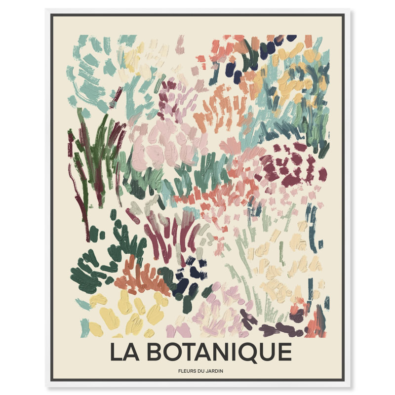 «Fleurs», affiche abstraite sur toile, plantes par Art Remedy, Cadre blanc, H 21 po x l 17 po