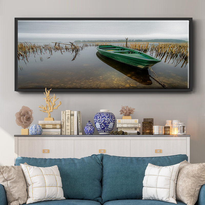 «Green One», peinture sur toile encadrée, H 24 po x l 60 po, Noir
