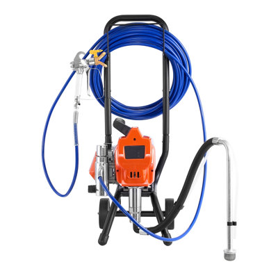 Pistolet à peinture sans air sur pied, moteur 1500W, machine de pulvérisation électrique haute pression 3300 PSI avec chariot, tuyau, rallonge, buses et brosse de nettoyage pour les grands bâtiments et les appartements