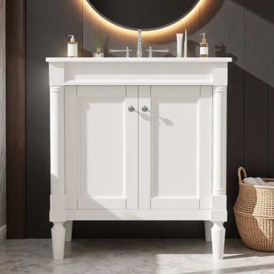 30" Single Bathroom Vanity with Ceramic Top