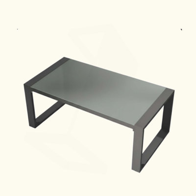 All-Weather Aluminum Outdoor Coffee Table With Tempered Glass Top