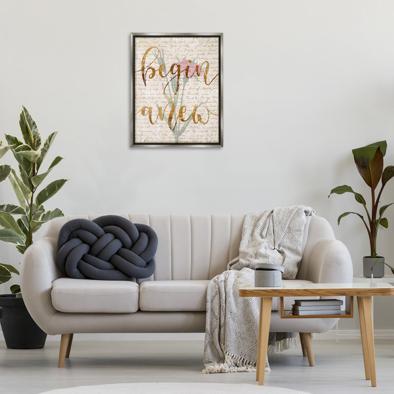 Art mural rétro sur toile flottante, "Anew" par Daphne Polselli, H 31 po x l 25 po, Cadre flottant gris lustré