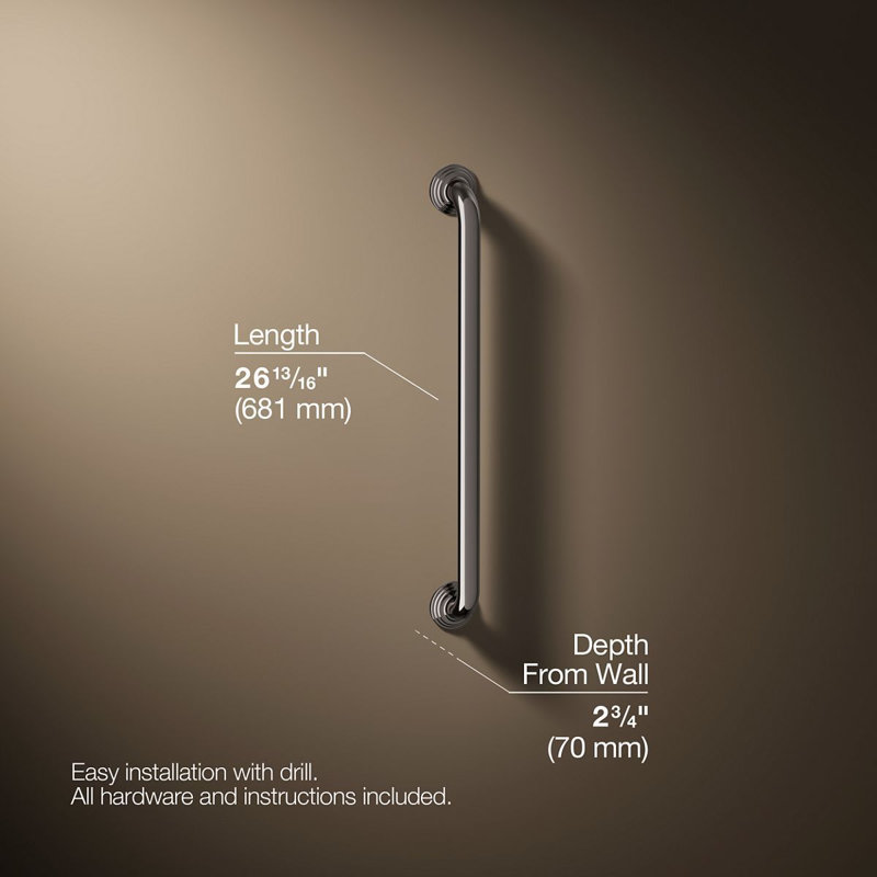 Traditional Grab Bar, 24"W, Vibrant Titanium