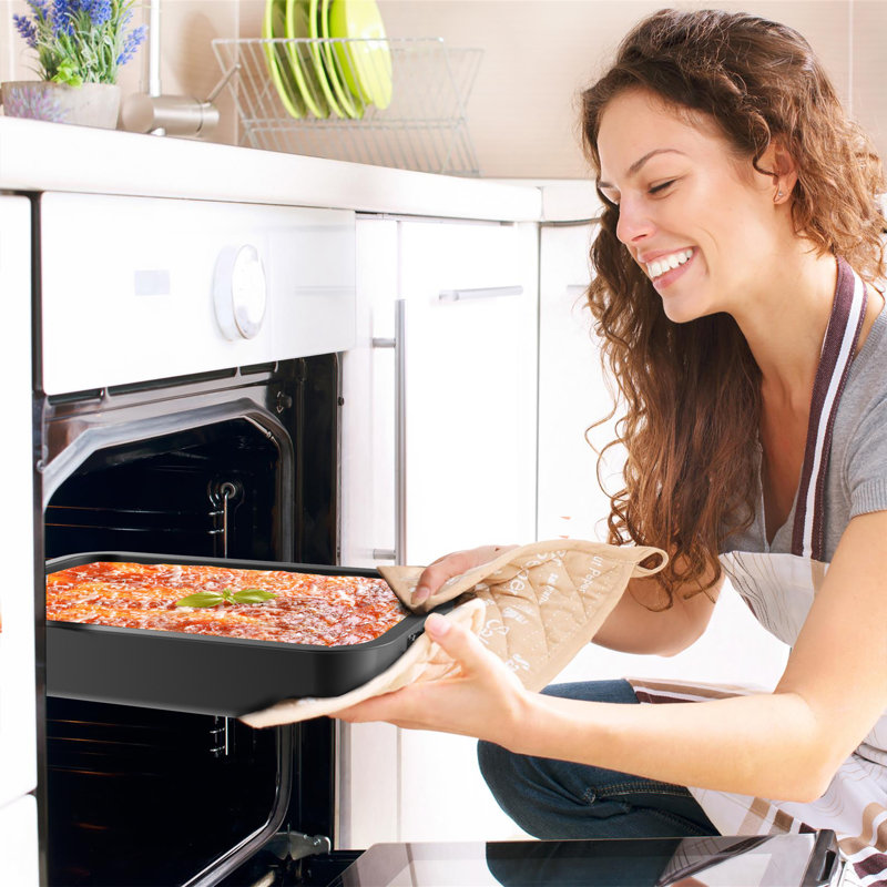 16.5" Nonstick Carbon Steel Roasting Pan with Rack and Handles