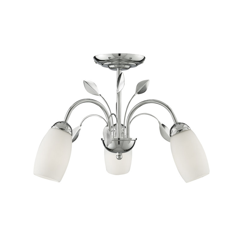 3-Light 50cm Semi Flush Mount, Chrome