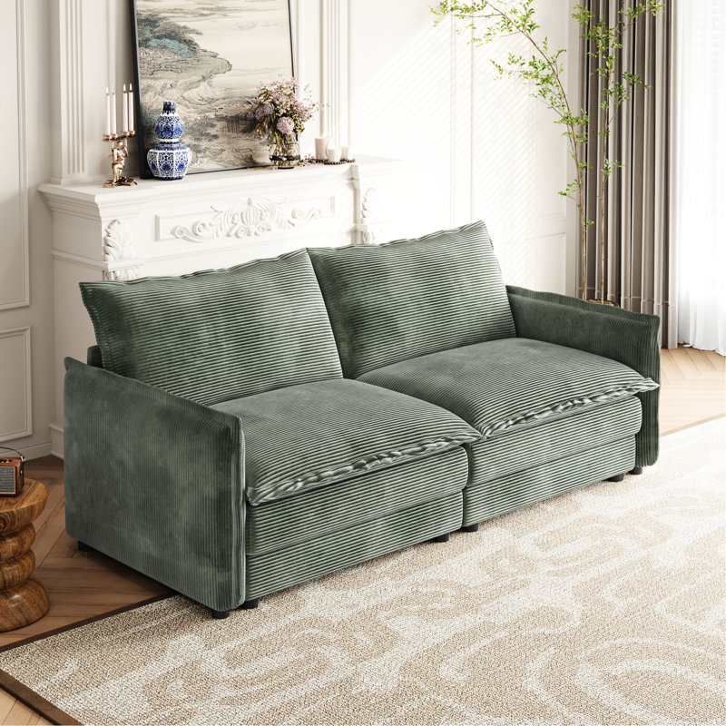 Velours côtelé pour l'élégance de la maison - 2 avec coussins, Vert