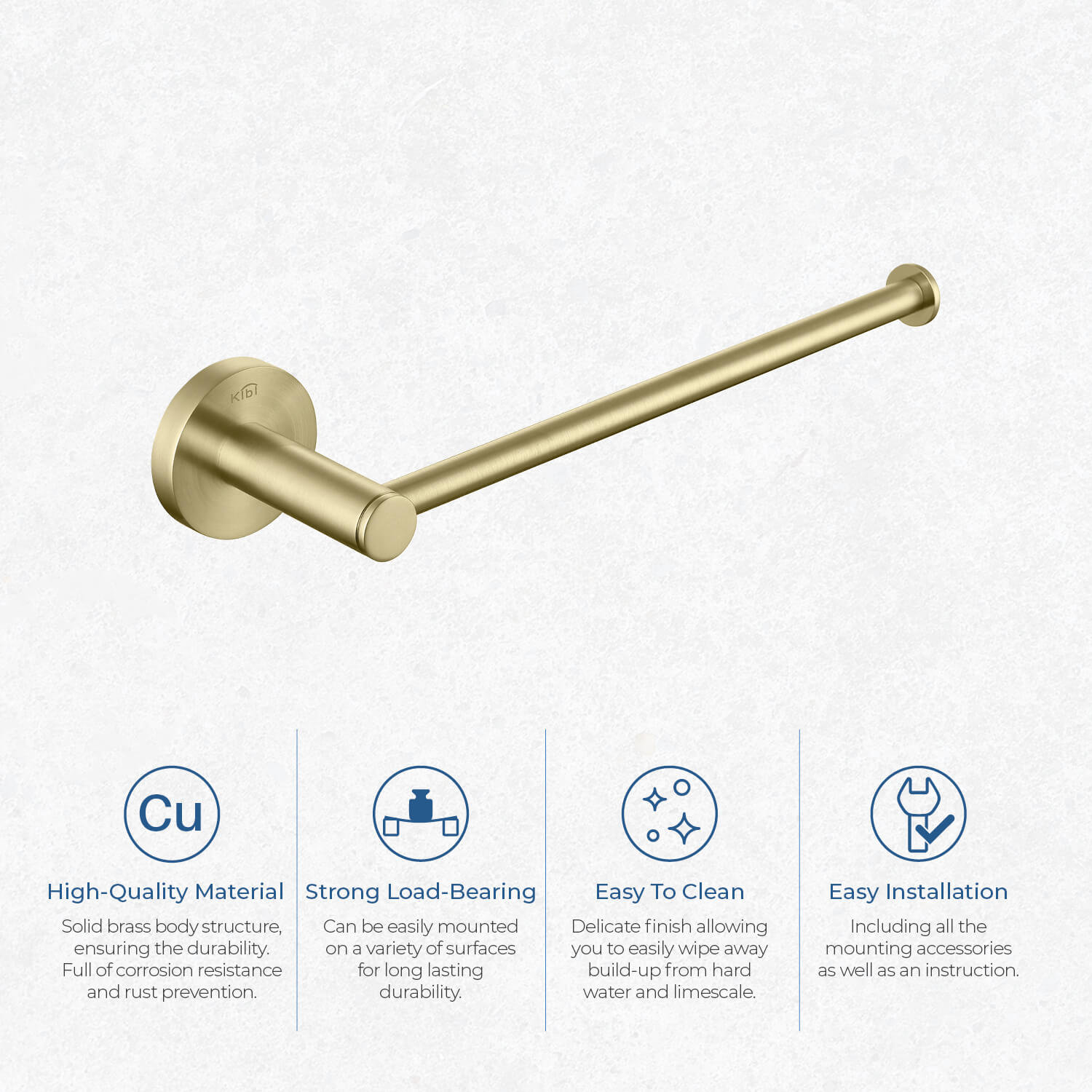 Circular 10" Wall Mounted Towel Bar, Brush Gold