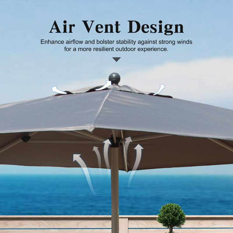 grey outdoor patio umbrella PURPLE LEAF 10ft Durable Umbrella, UV Umbrella, Grey, Garden Sun Premium cantilever patio umbrella with Sunbrella fabric BLUU 10 FT Patio Offset