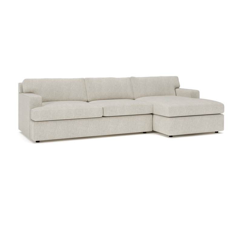 Cleo 2-Piece Upholstered Sectional, Ticket Ash Heathered Basketweave, Right Hand Facing