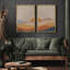 «Sun and Moon Western Desert Sunrise Mid Century Modern», reproduction d'art sur toile 2 pièces-91068960-91068959