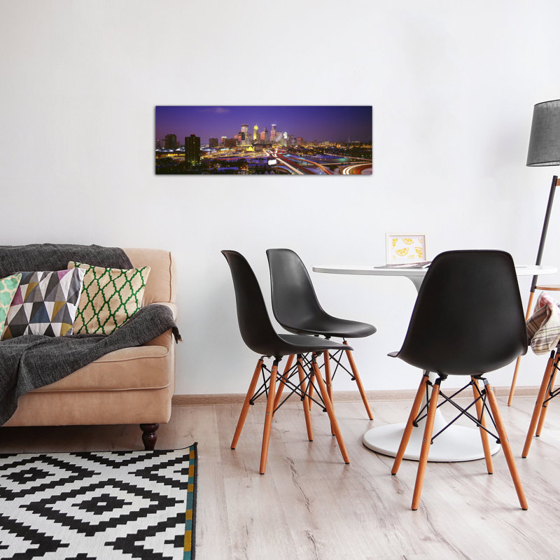 Reproduction de photo sur toile tendue, "twilighting panoramique, minneapolis, minnesota", H 16 po x l 48 po x P 1,5 po