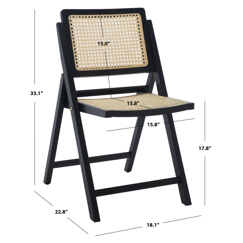 Ensemble de 2 chaises de patio pliables en rotin AllModern Dan, Noir / naturel