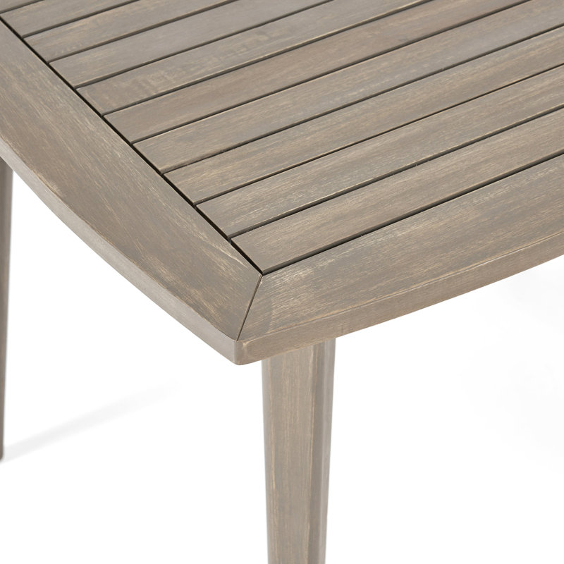 Table de salle à manger d'extérieur en bois gris - Carré avec pieds droits pour un temps délicieux