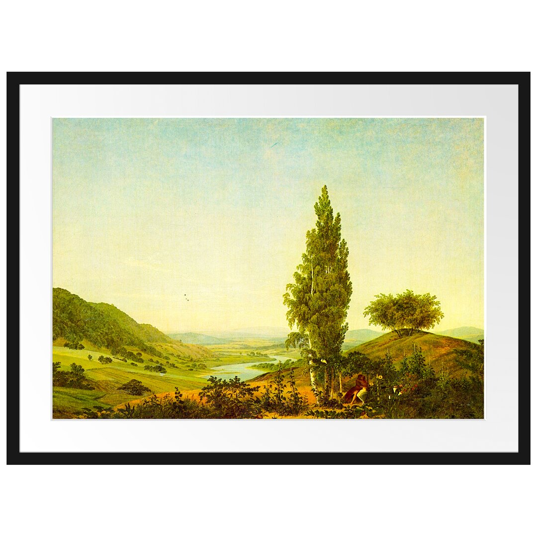 Gerahmter Kunstdruck The Summer Landscape with Love von Caspar David Friedrich