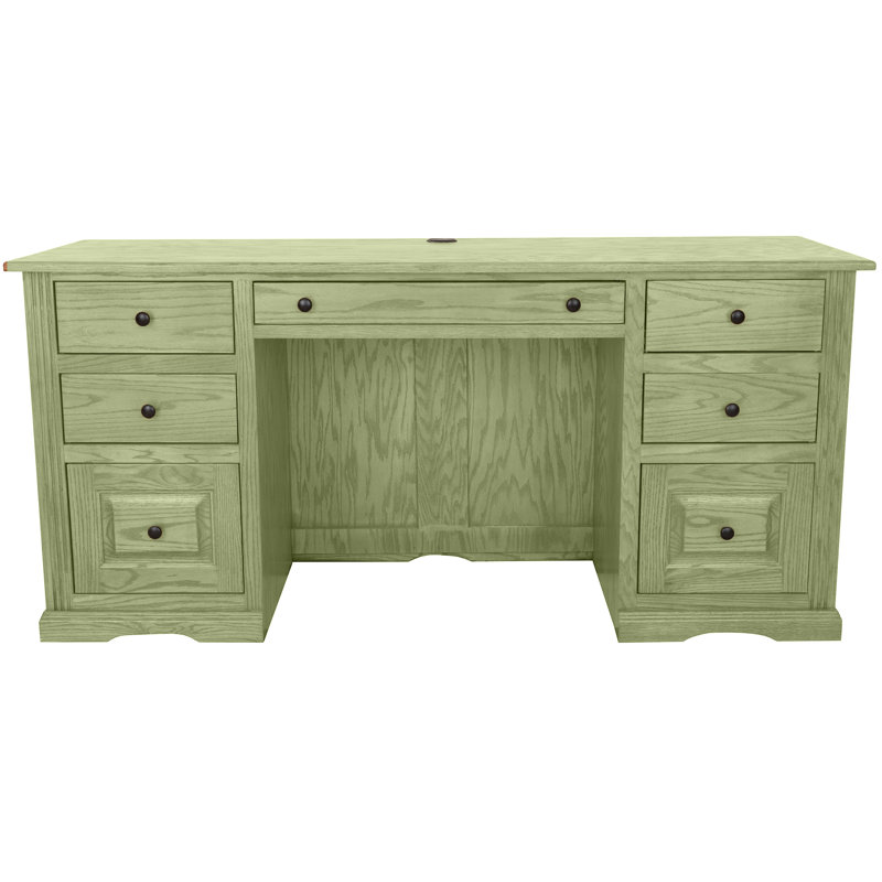 Rafeef Solid Wood Executive Desk, Sassy Olive Oak
