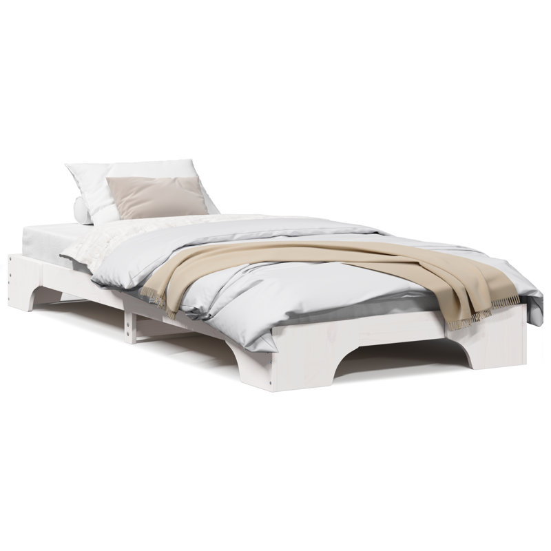 Bed Frame Solid Pine Wood, Single (3'), White