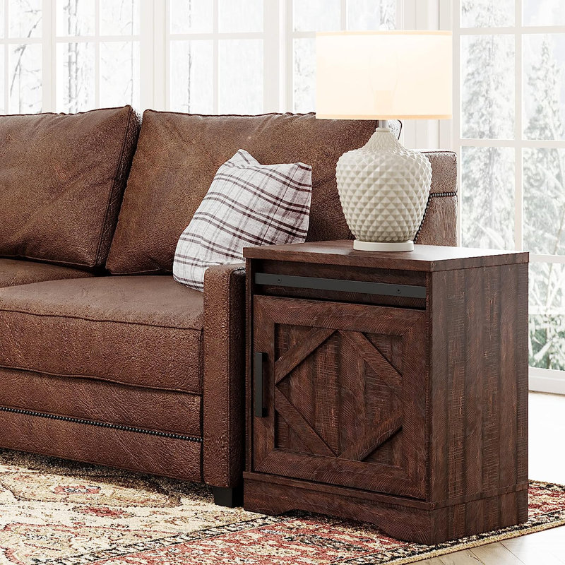Table de bout avec rangement Roshelle, Brun