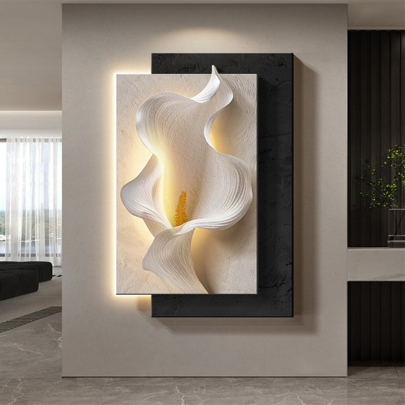 Calla Lily Led Wall Art - Sandstone Decor For Entryway & Living Room, 59.06" H x 39.37" W x 1.57" D