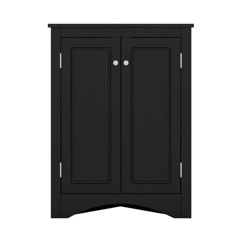 Corner Cabinet With Adjustable Shelves And Doors, Black