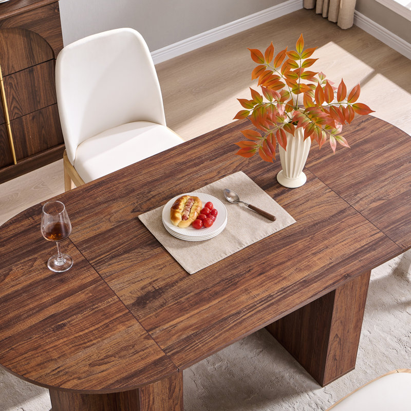 Oval Kitchen Dining Room Table For 6-8, Light Brown