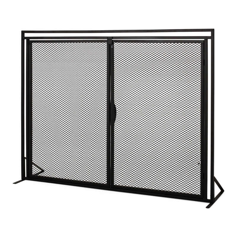 Pare-étincelles en fer noir mat - Menaces de feu, H 30,84 po x l 40,63 po