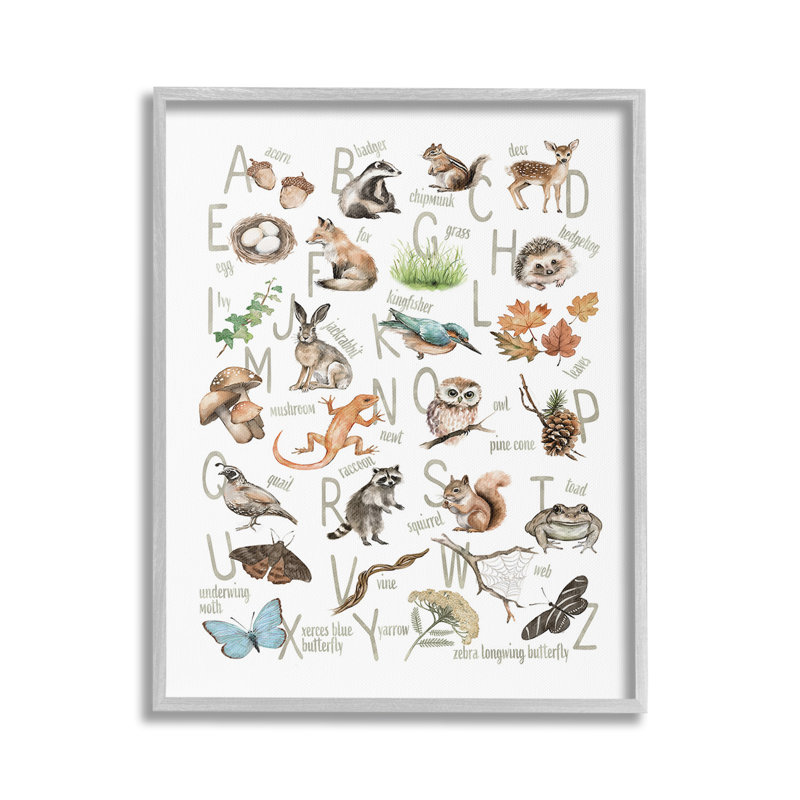 «Woodland Nature Alphabet», estampe numérique par Ziwei Li, Estampe numérique Farmhouse, H 30 po x l 24 po