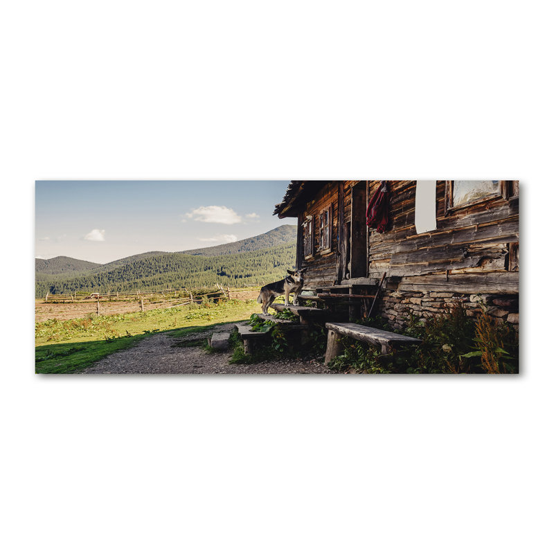 Wooden House In The Mountains - No Frame Print on Canvas