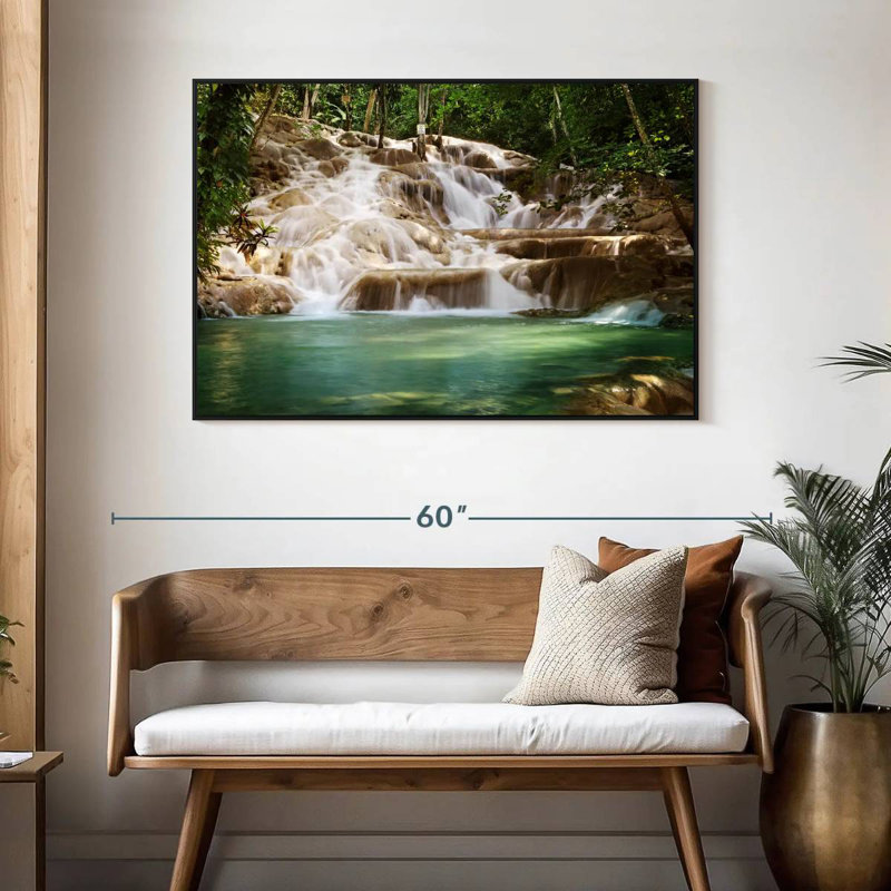 Dunn's River Falls, 46 po x 31 po, Cadre flottant noir