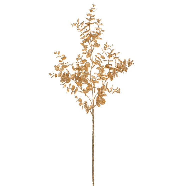 26" Gold Glittered Eucalyptus Stem