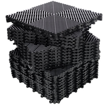 25Pcs Plastic Garage Floor Mats,15.6"X15.6" Size,Non-Slip Interlocking Plastic Garage Floor Mat,Splicing Drainage Floor Tile And Shower Mat, For Garage, Garden, Kitchen & Outdoor