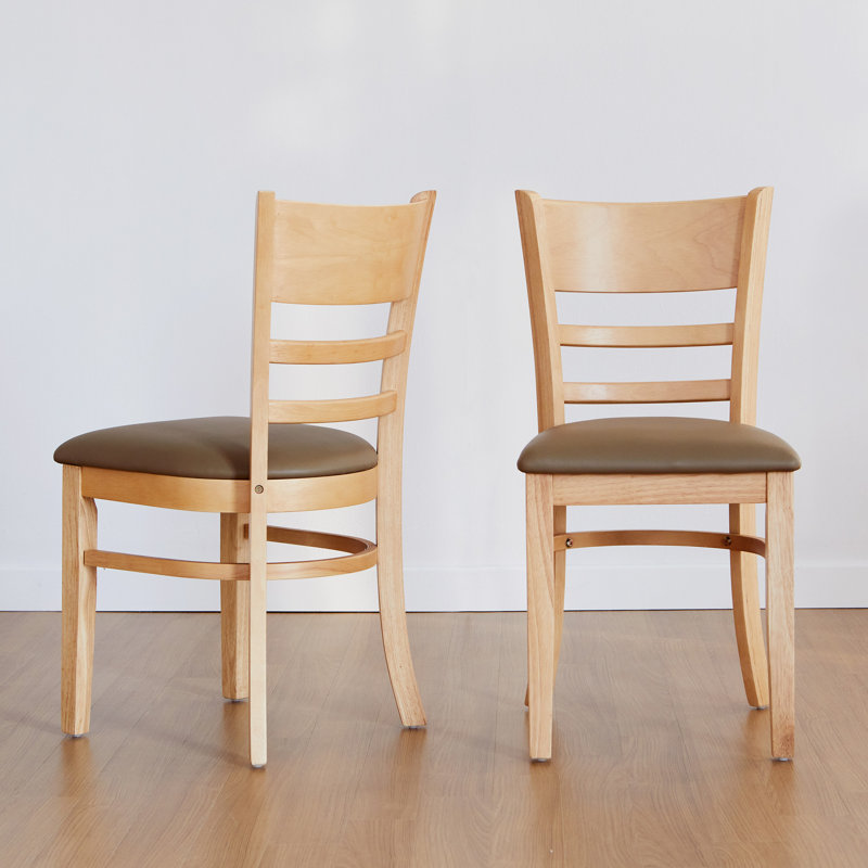Ensemble de 2 chaises d'appoint rembourrées en bois massif Zida, Chêne naturel