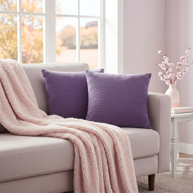 Nayely Square Throw Pillow Cover, Purple