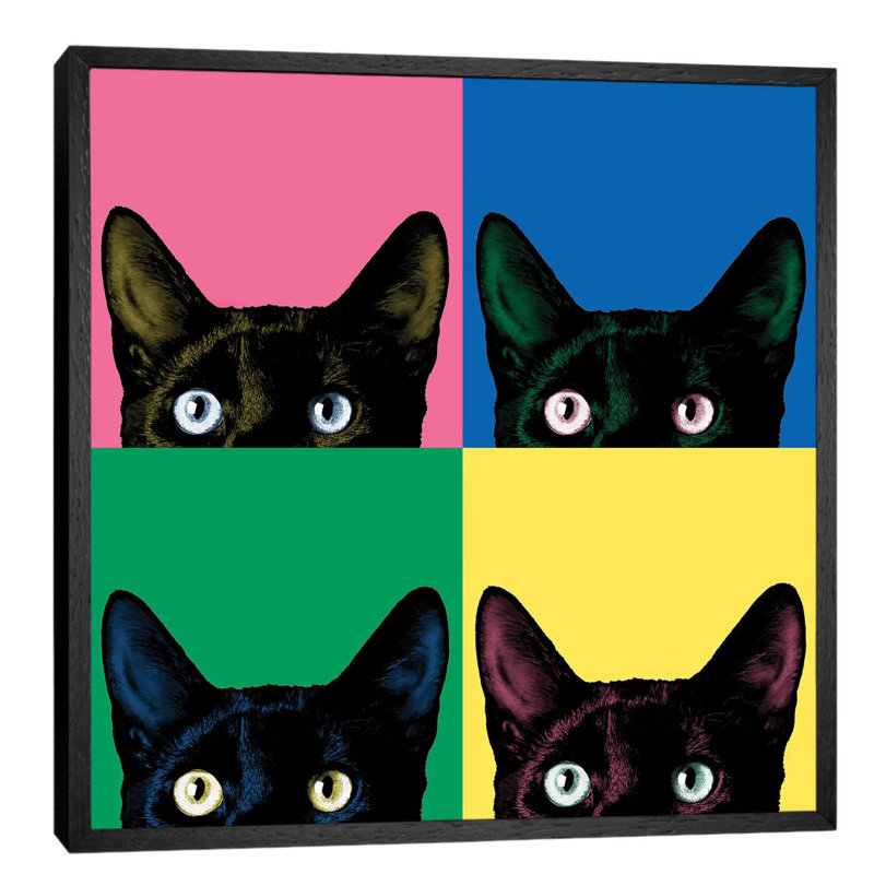 Curiosity Pop by Jon Bertelli - Painting on Canvas, 66.04 cm H x 66.04 cm W, Black Floater Framed