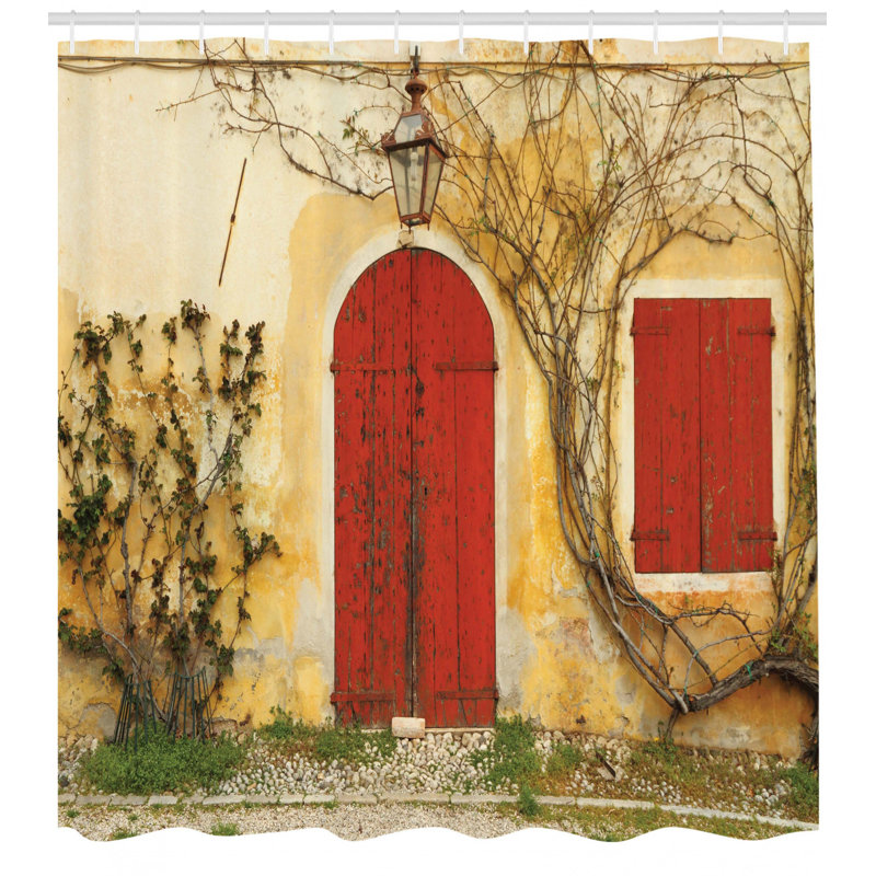 Ensemble de rideau de douche à portes vieillies tuscan house, H 70 po x l 69 po