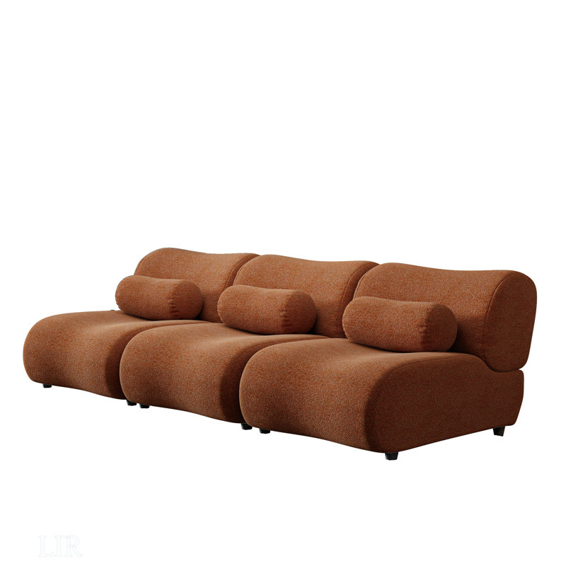 Canapé modulaire contemporain vert avec revêtement moelleux en chenille - Canapé modulaire à 3 places avec assise profonde et dossier moelleux