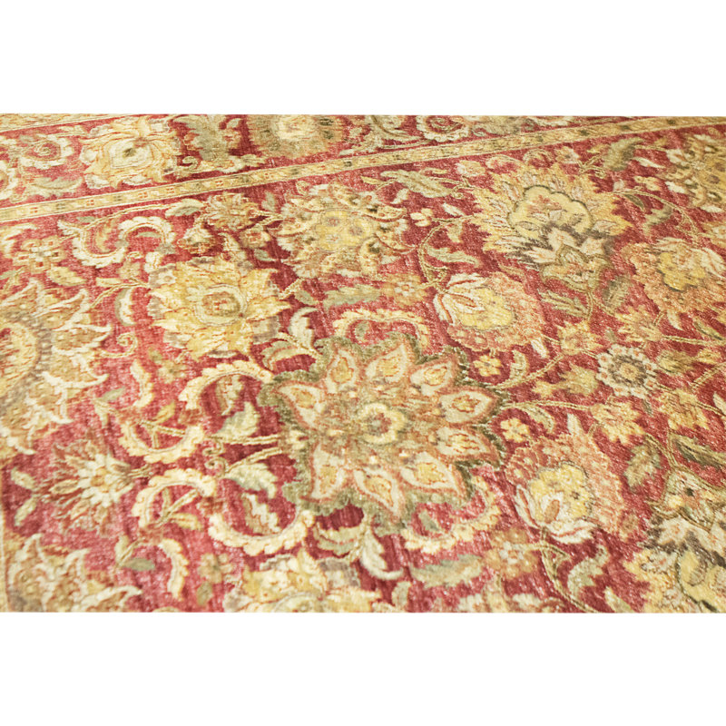 Hand Knotted Wool Area Rug in Red
