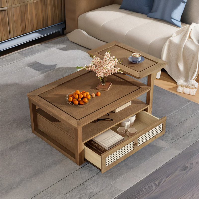 Table basse avec 2 plateaux de table, Brun