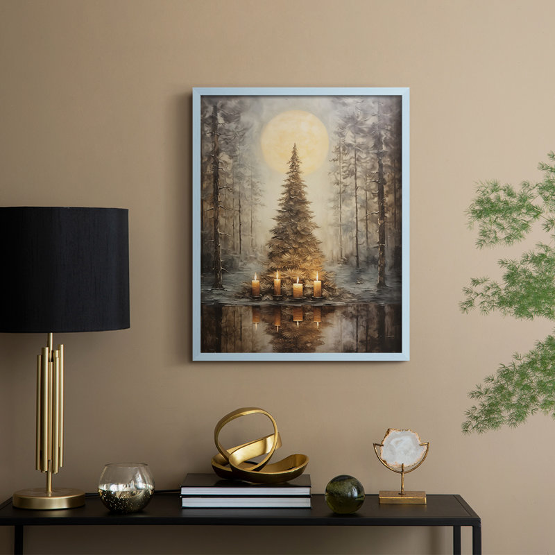 «Christmas Holiday Art Dxxvii», reproduction d'art encadrée - bois massif, Bleu, 11" H x 9" W