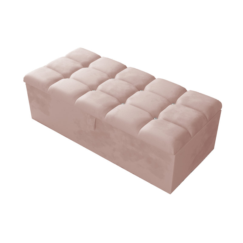 Picabo 102cm Wide Rectangle Geometric Standard Ottoman with Storage, Pink