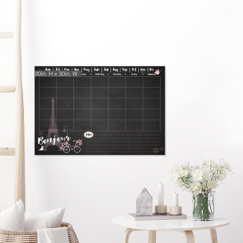 Tableau effaçable à sec mural «Bonjour», H 20 po x l 30 po x P 0,75 po