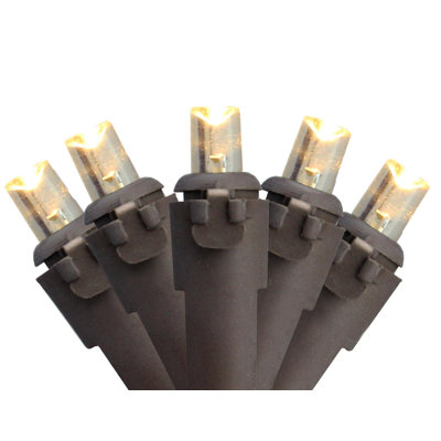 100 lumières de Noël grand angle à DEL blanc chaud - fil brun de 33 pi