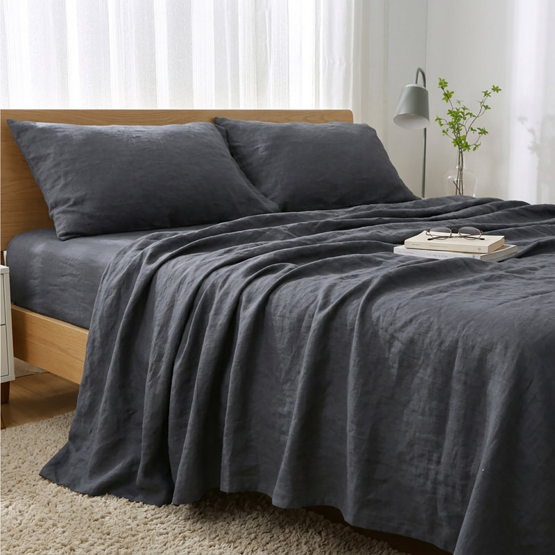 Ensemble de draps gris anthracite, Queen