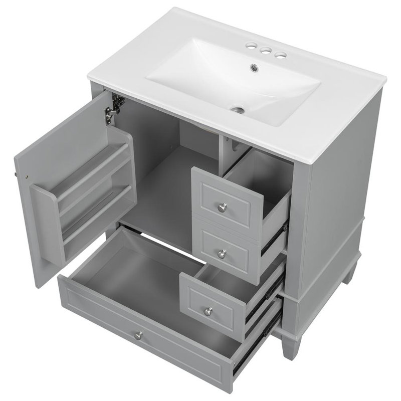 Meuble-lavabo 30 po avec lavabo, Gris
