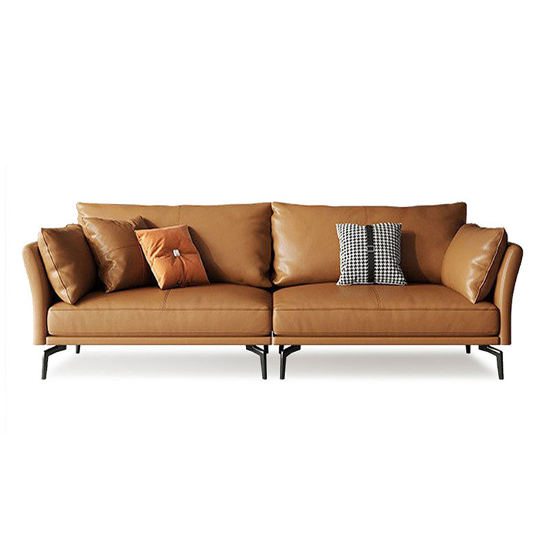 Coussin modulaire en cuir véritable, Brun, H 32,28 po x l 85,83 po x P 39,37 po